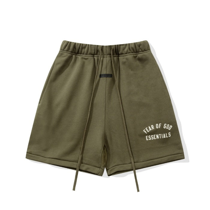 FOG Essentials 2025 Flocked Arch Letter Casual Loose Shorts