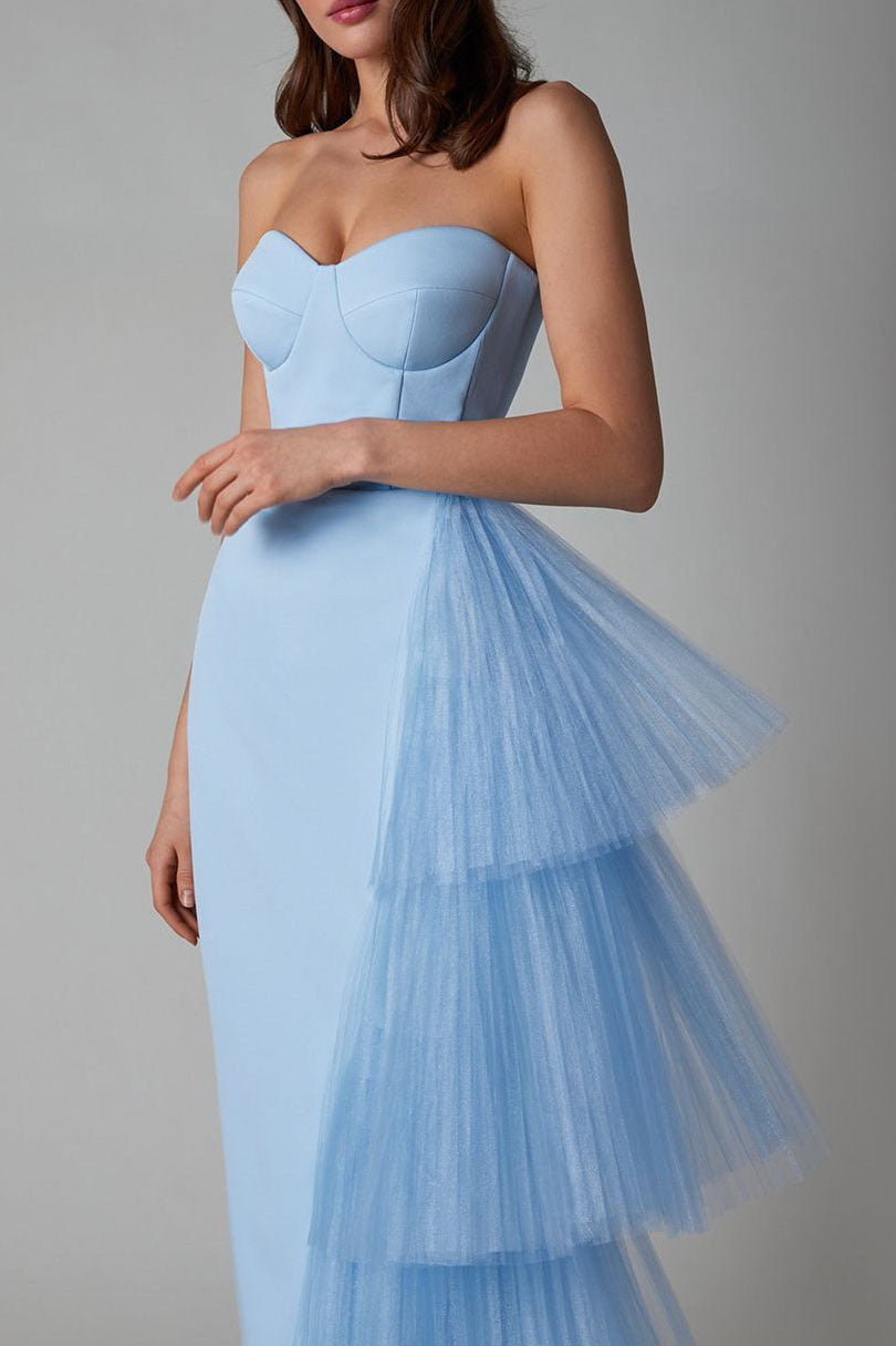 Niche French Bodycon Strapless Evening Maxi Dress