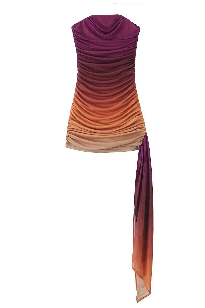 Gradient Dream-Strapless Mesh Bodycon Dress