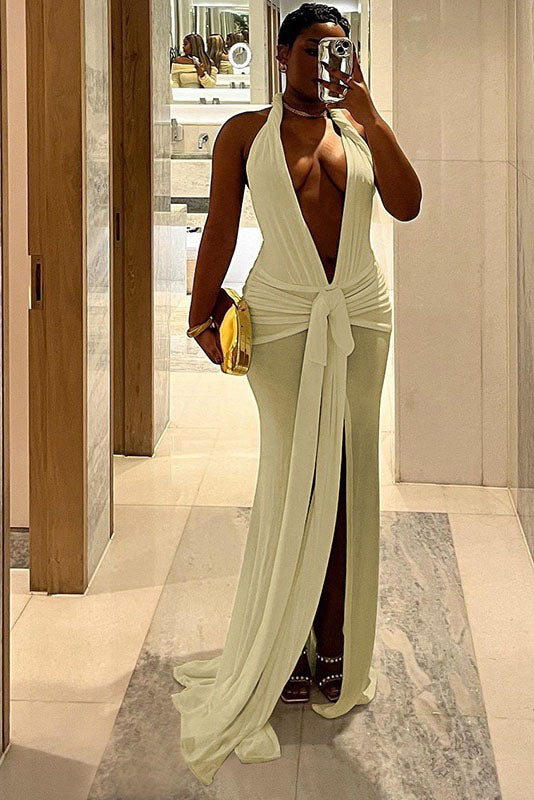Summer New Slim Fit Tie-Backless Maxi Dress