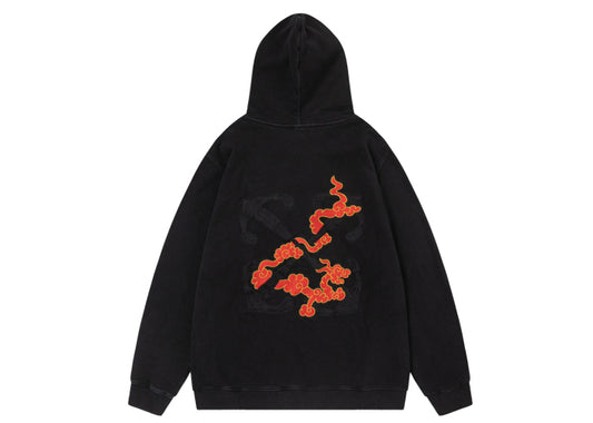 Off-White 24SS new embroidered cloud and dragon washed hoodie