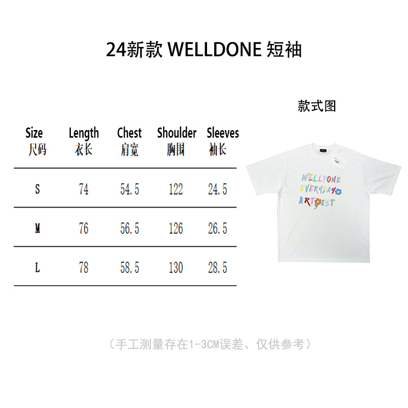 WE11D0NETRACK New Colorful Hand-Painted Graffiti T-Shirt
