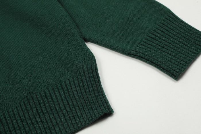 Am1 2024SS classic green jacquard big heart turtleneck sweater