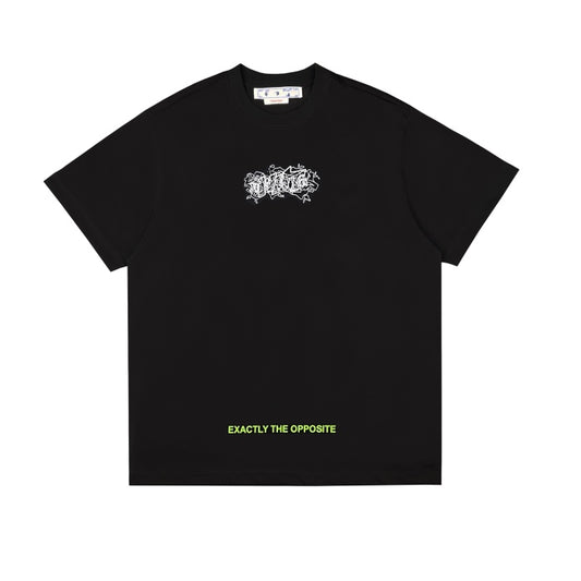 Ow23ss embroidery printing flocking letter short sleeves