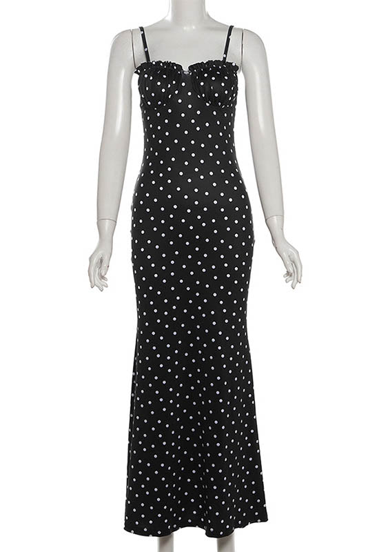 Moonlit Polka Dot Maxi Dress