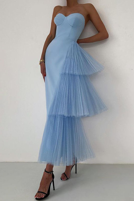 Niche French Bodycon Strapless Evening Maxi Dress