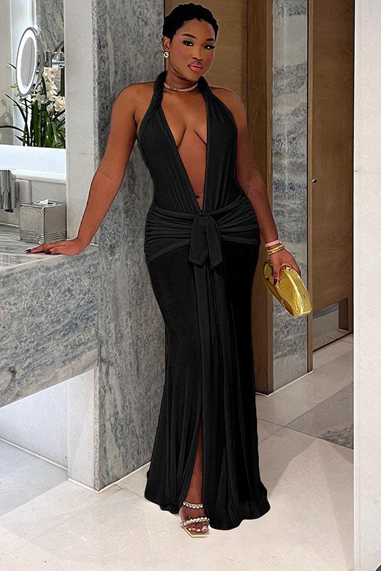 Summer New Slim Fit Tie-Backless Maxi Dress