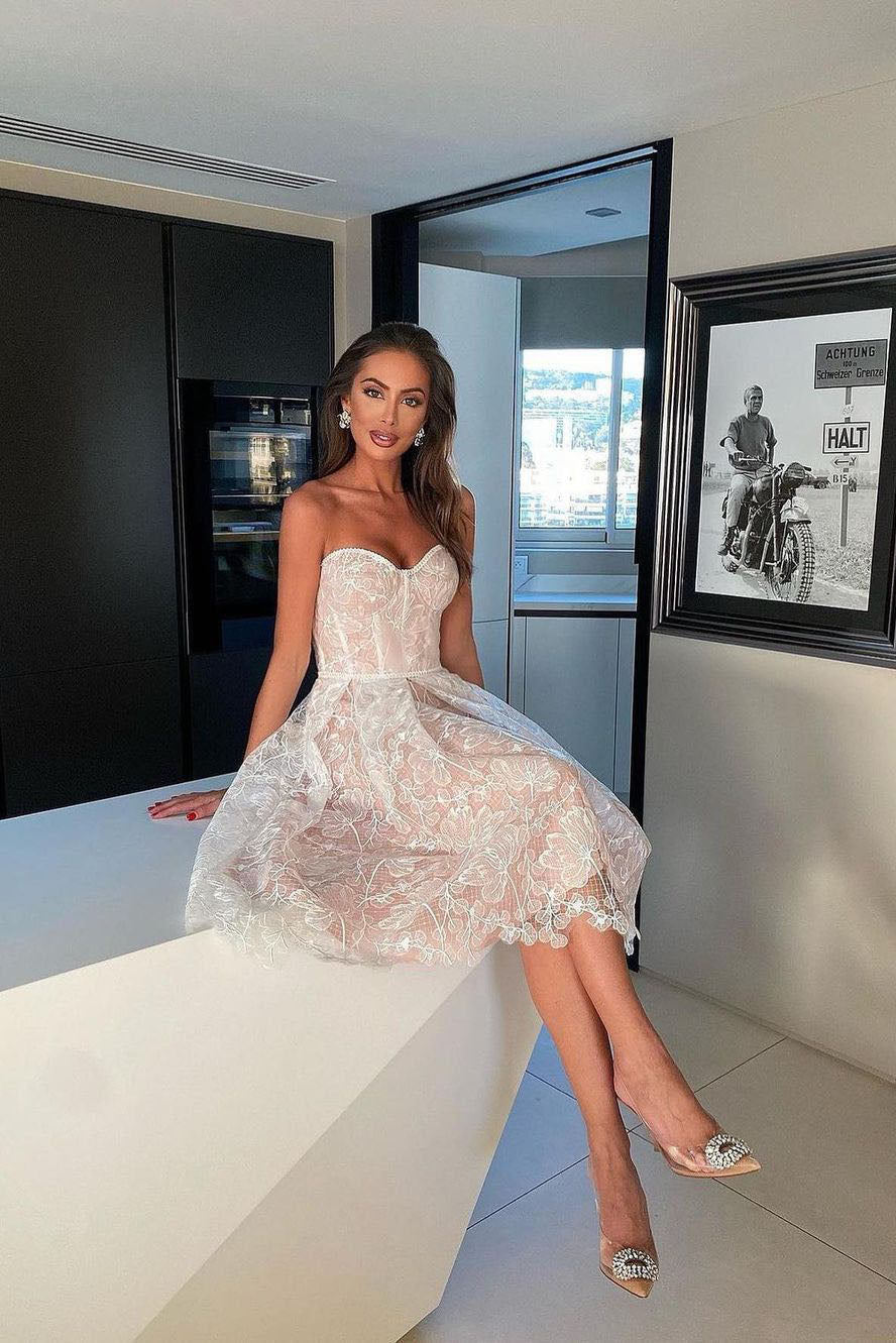 Romantic Summer Strapless Midi Dress