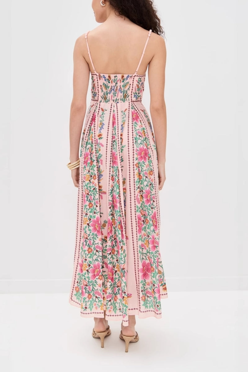 Print Sling Beaded Vacation Dress