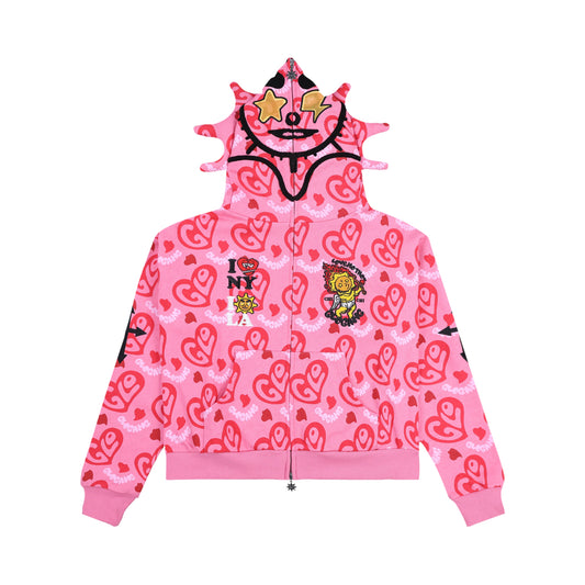 I Heart Glo Full Zip Hoodie (Pink)