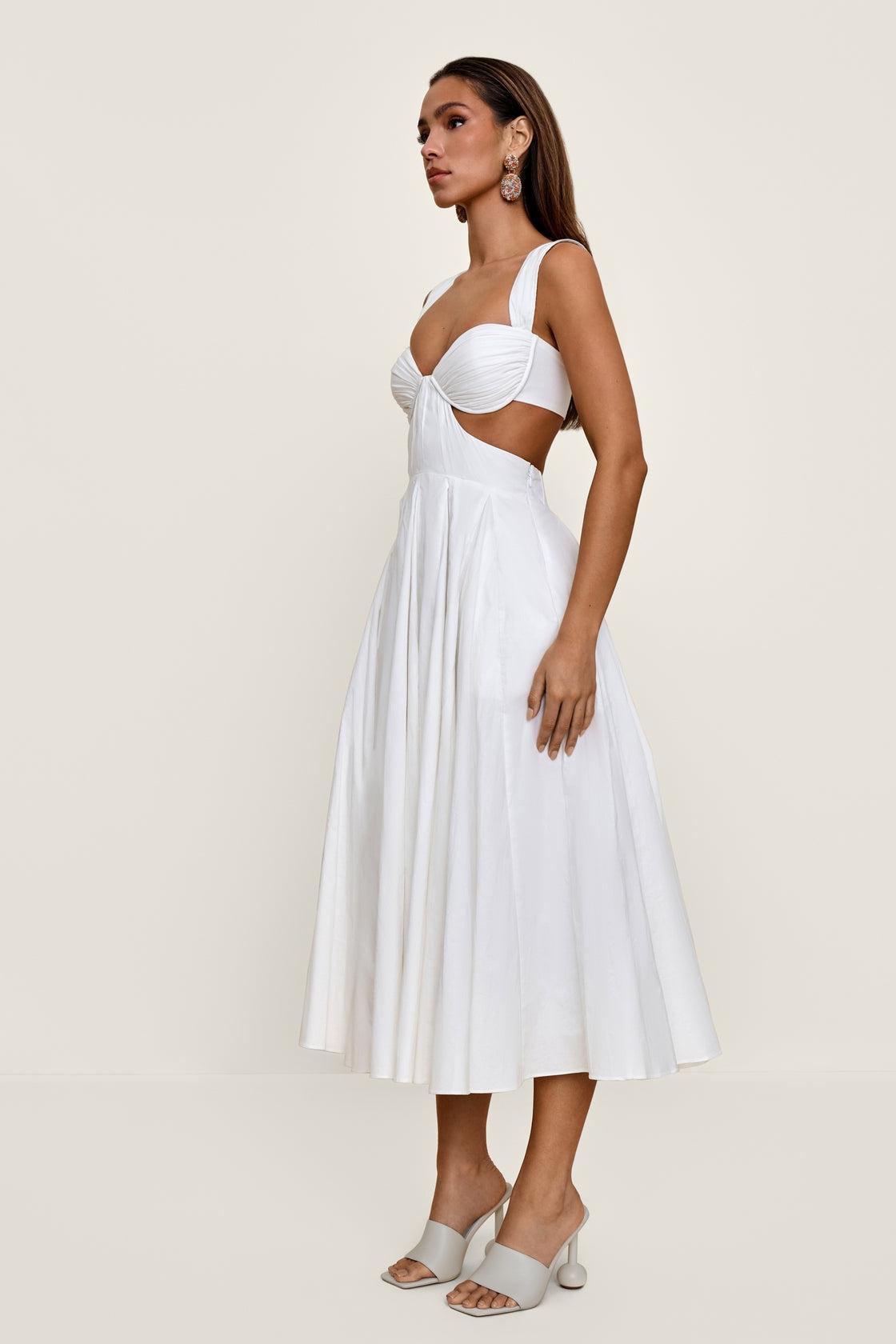 Structured Ruched Midi Dress