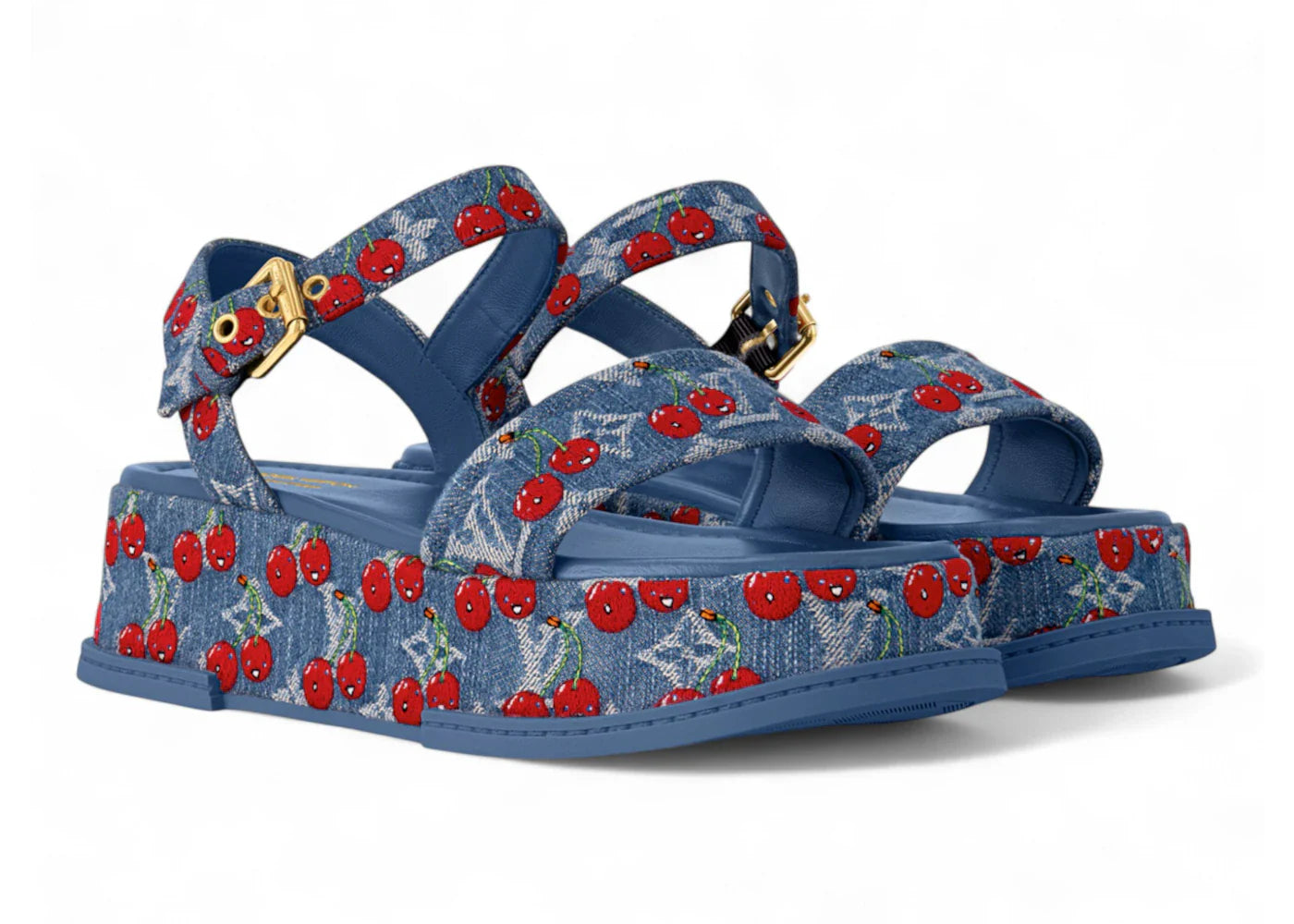 Louis Vuitton Cherry Maya Platform Sandal x Takashi Murakami Denim