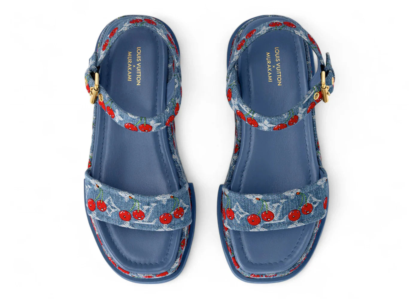 Louis Vuitton Cherry Maya Platform Sandal x Takashi Murakami Denim