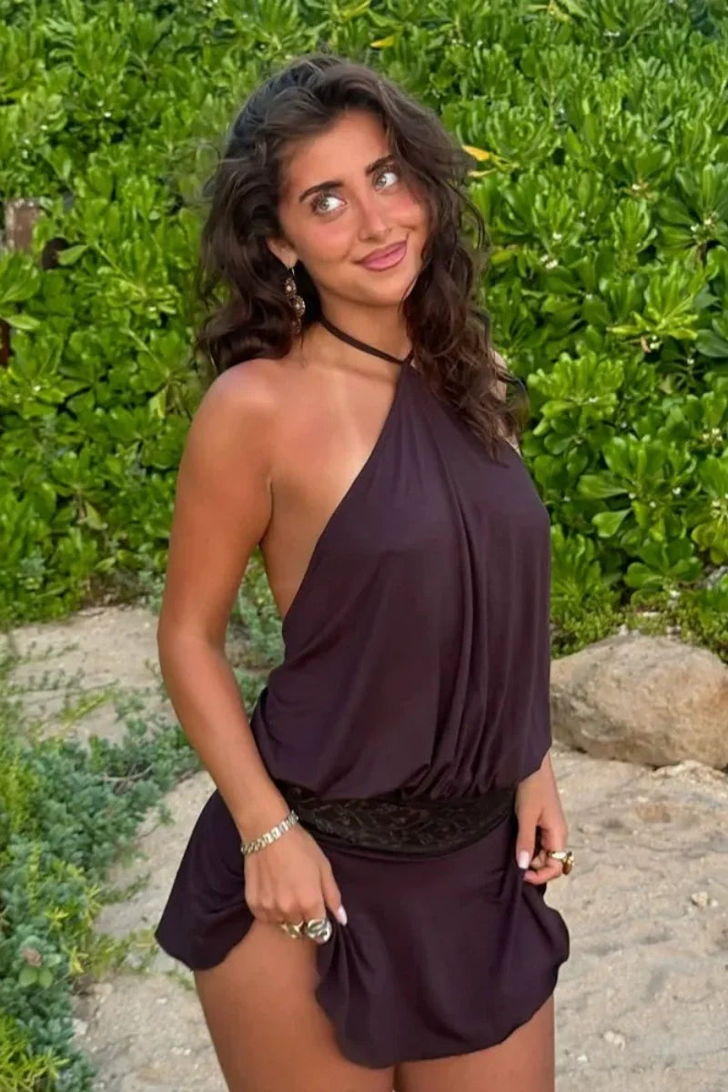 Taylin Halter Lace Mini Dress