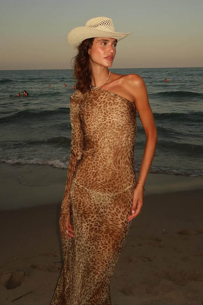 Leopard Mirage One-Shoulder Dress