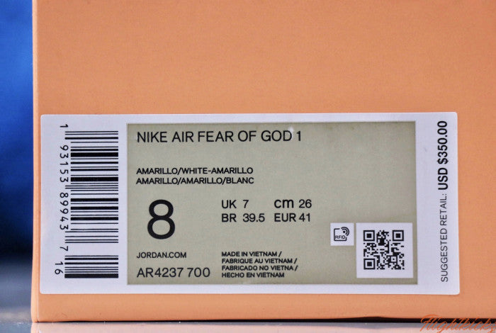 Nike Air Fear of God 1 Amarillo Yellow
