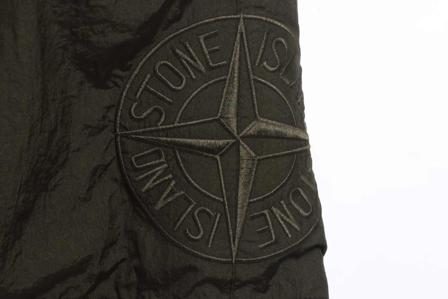 Stone Island Side compass large embroidered shorts gray