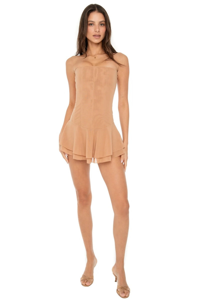 Strapless Draped Mini Dress