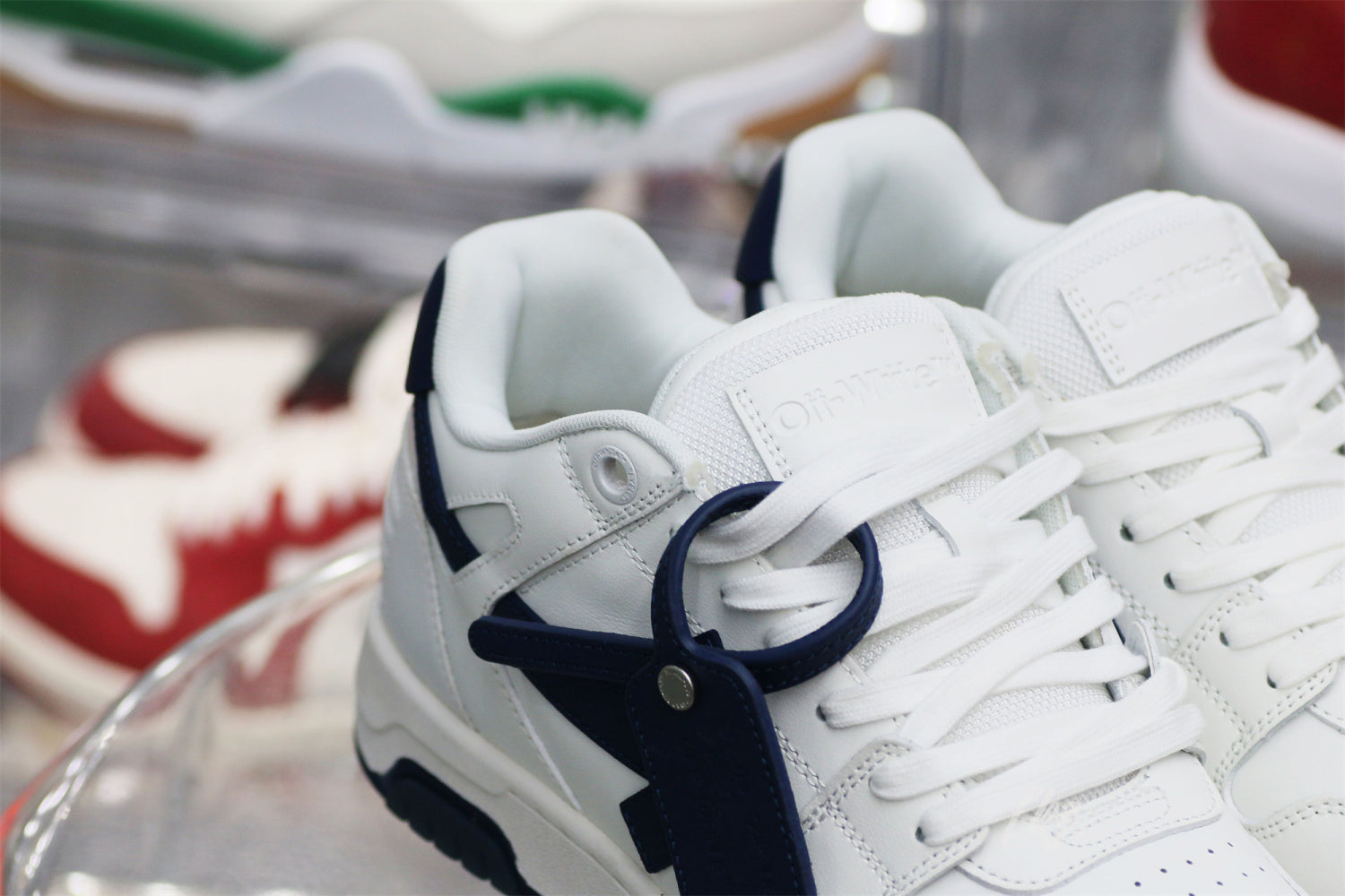 Off-White White Navy Blue Out Of Office Sneaker