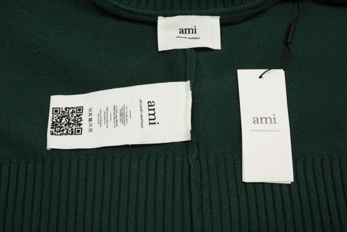 Am1 2024SS classic green jacquard big heart turtleneck sweater