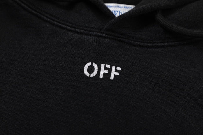 Off-White 24SS new colorful portrait oil painting washed hoodie Black