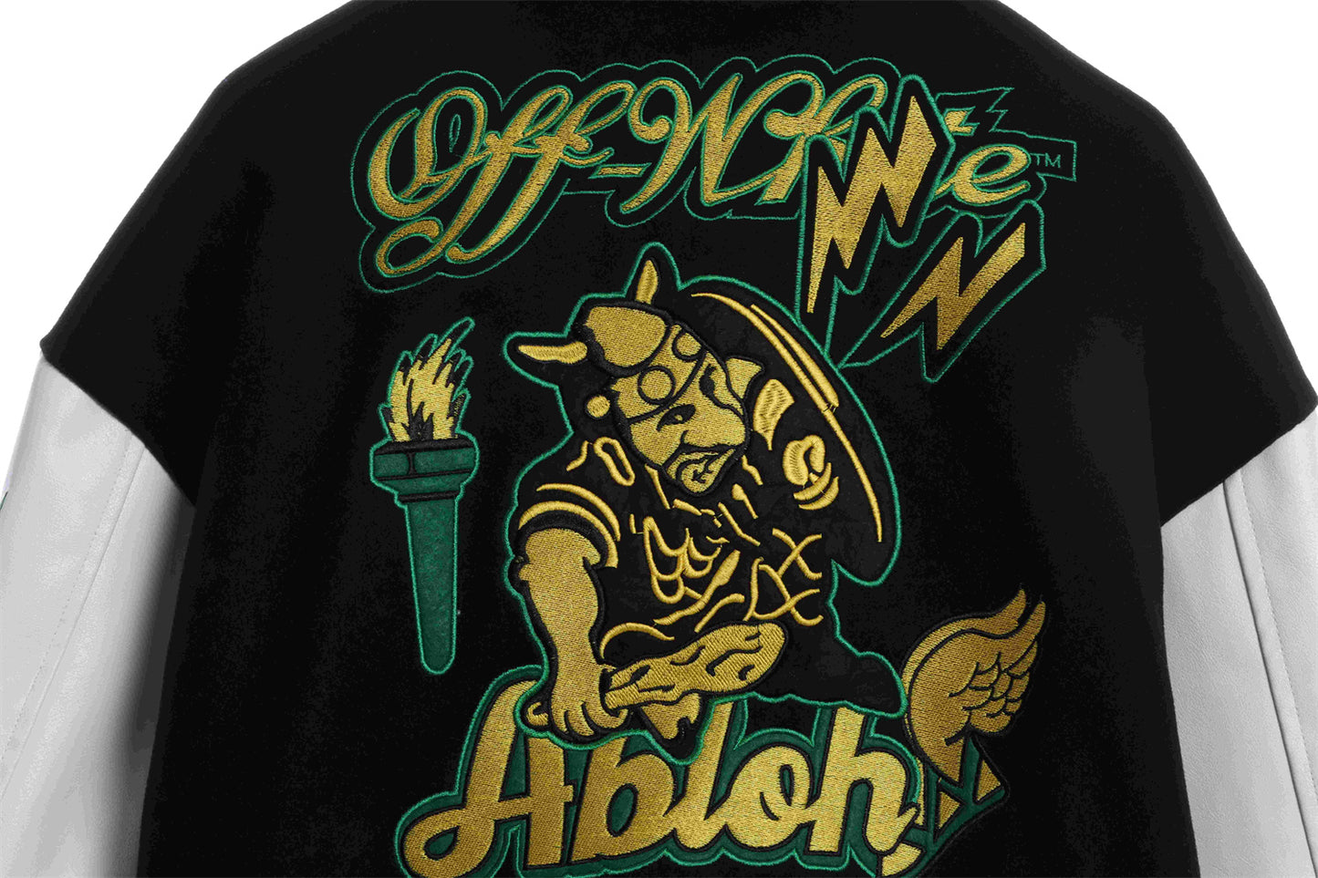 OW22FW multi-icon badge wool woolen stitching jacket thickened cotton baseball uniform jacket