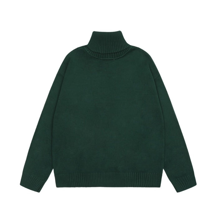 Am1 2024SS classic green jacquard big heart turtleneck sweater