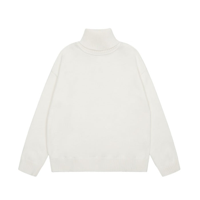 Am1 2024SS classic white jacquard big heart turtleneck sweater