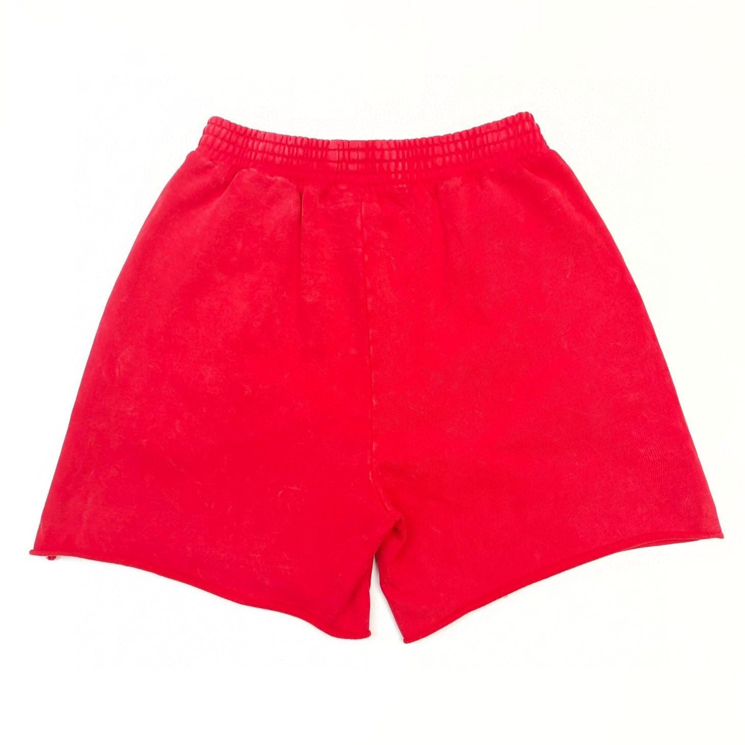 1:1 washing red puff logo hoodie short