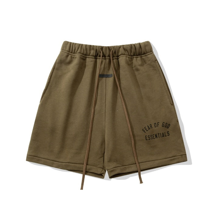 FOG Essentials 2025 Flocked Arch Letter Casual Loose Shorts