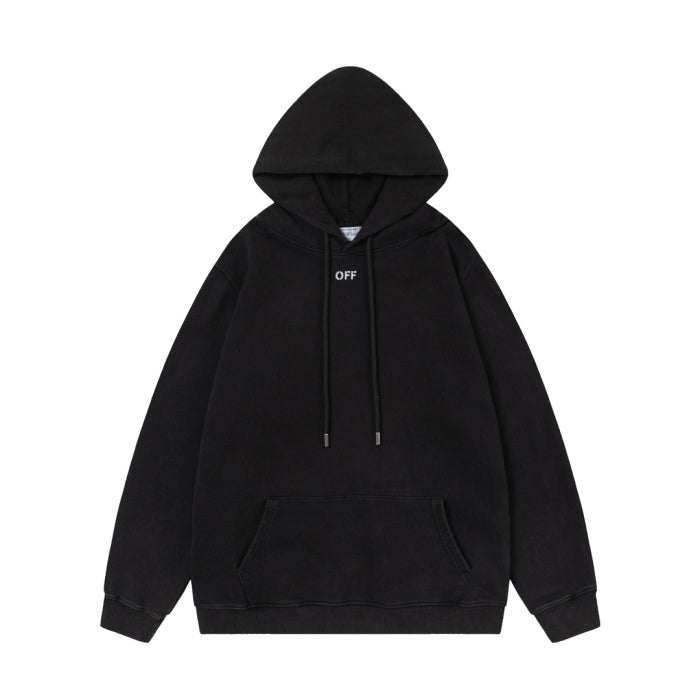 Off-White 24SS new colorful portrait oil painting washed hoodie Black