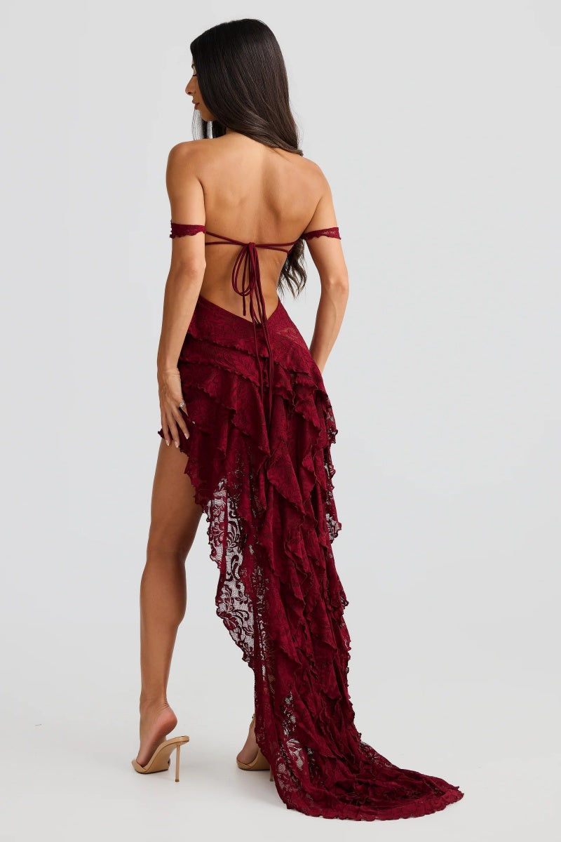 Hot Girls Backless See-Through Tube Top Midi Dress