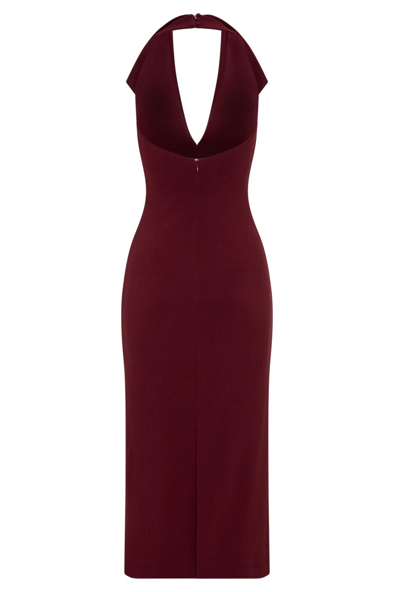 Crepe Halter Midi Dress