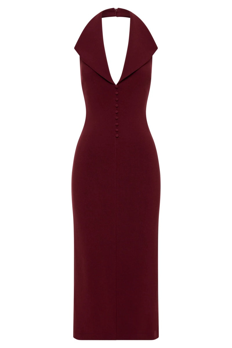 Crepe Halter Midi Dress