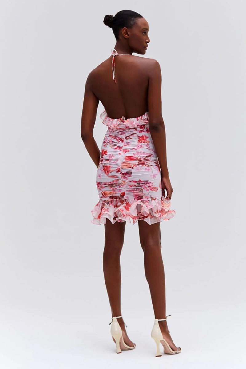 Floral Haze Stretch Tulle Sleeveless Mini Dress