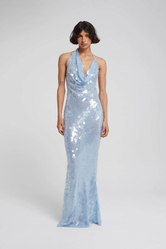 Sexy Halterneck Sequined Maxi Dress