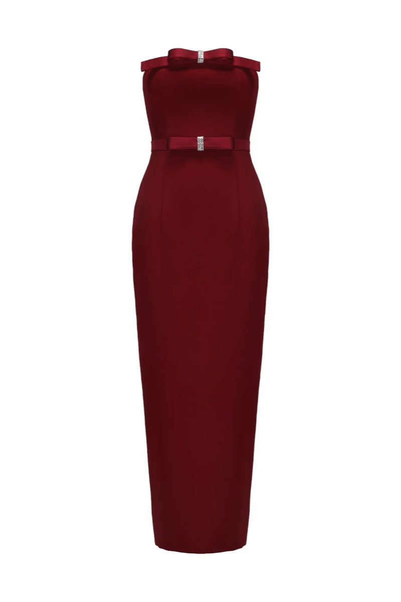 Off-The-Shoulder Bow Strapless Midi Dress