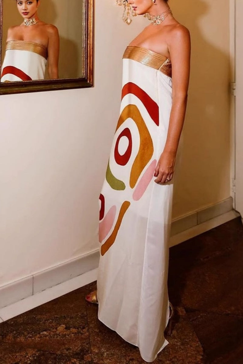 Unique Print Polka Dot Maxi Dress