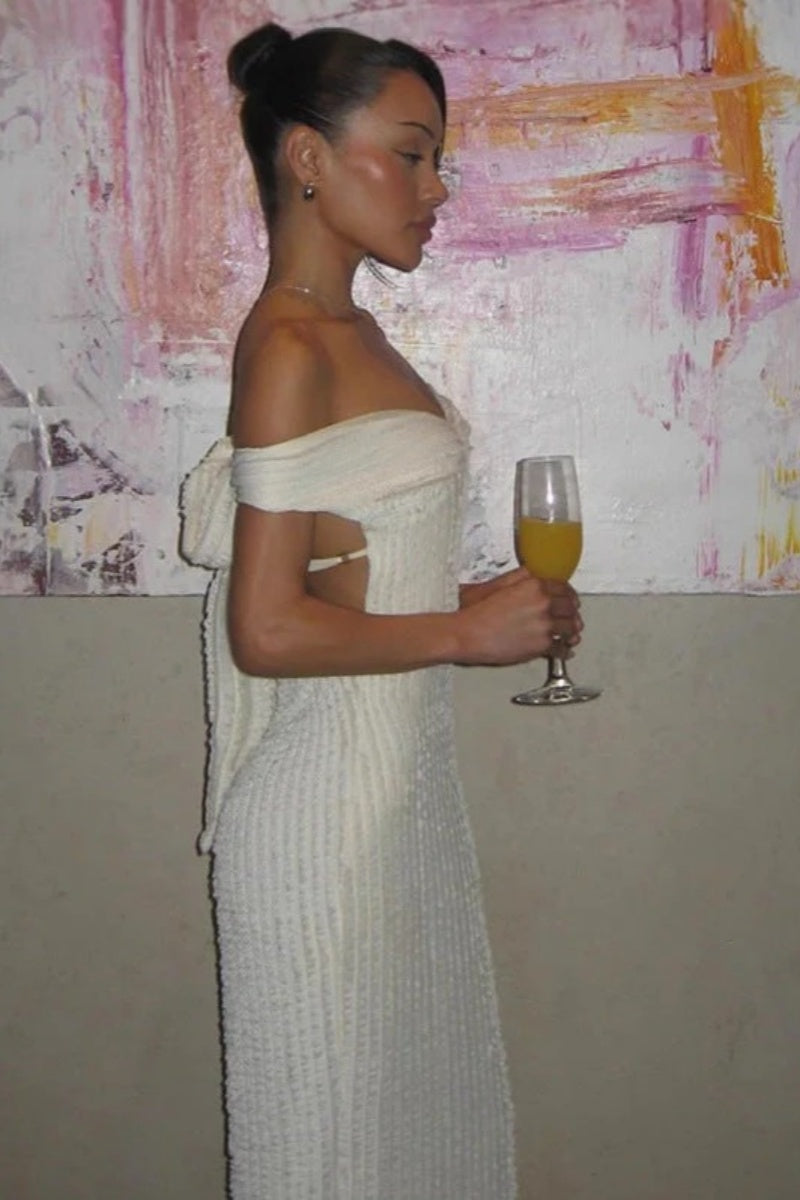 Elegant Backless Bow Maxi Dress