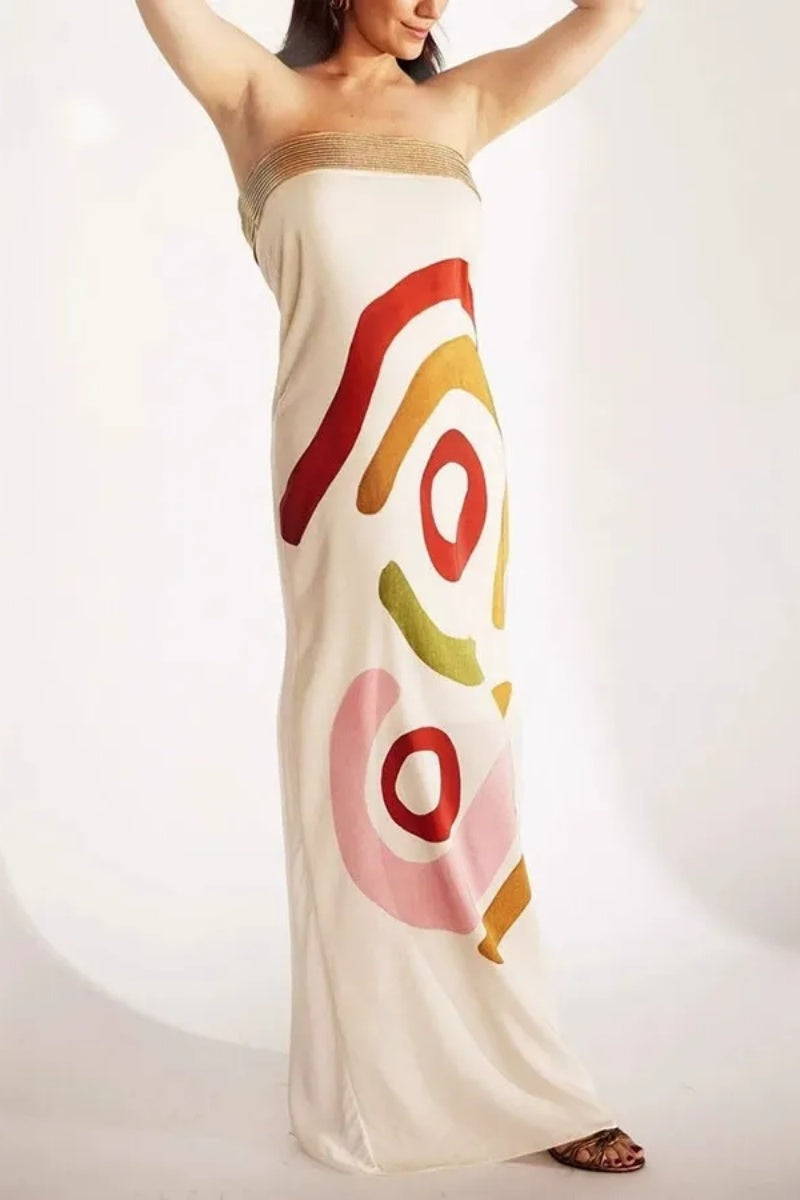 Unique Print Polka Dot Maxi Dress