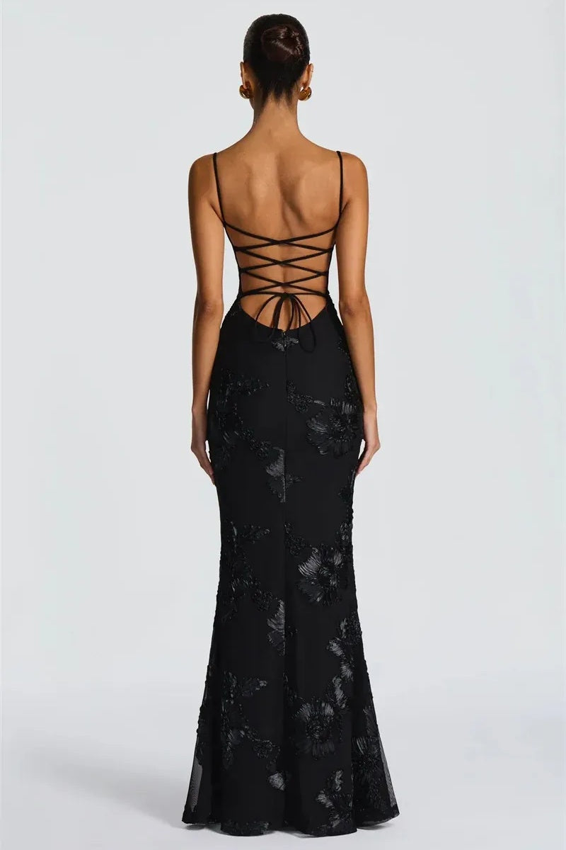 Elegant Slim Mesh Maxi Dress