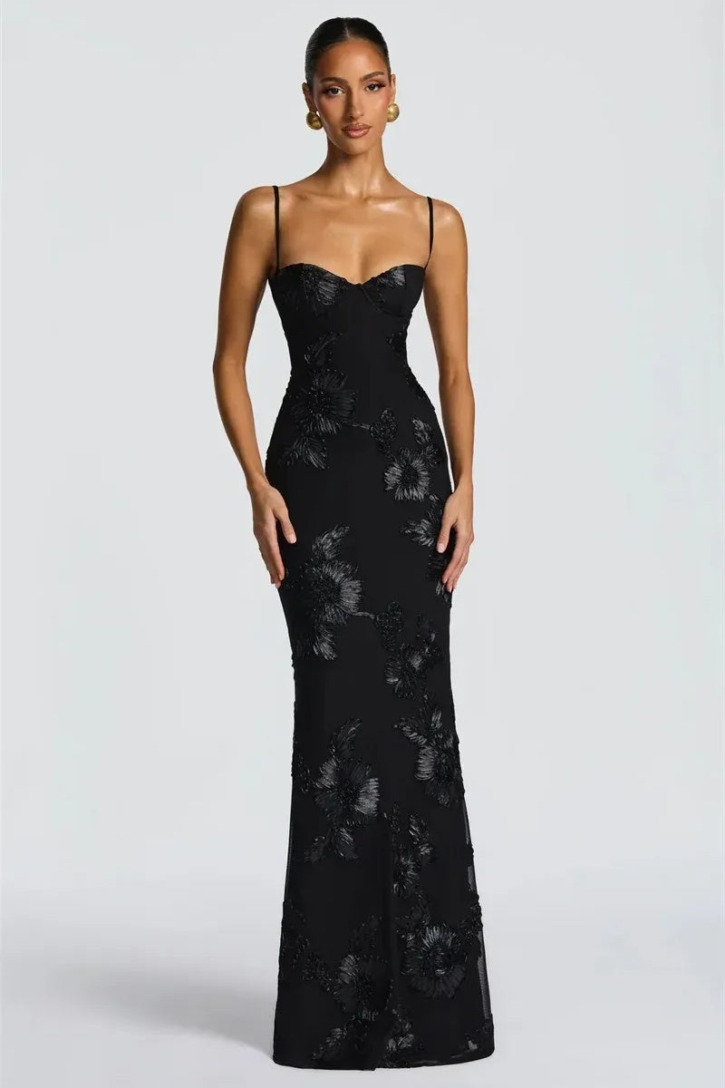 Elegant Slim Mesh Maxi Dress