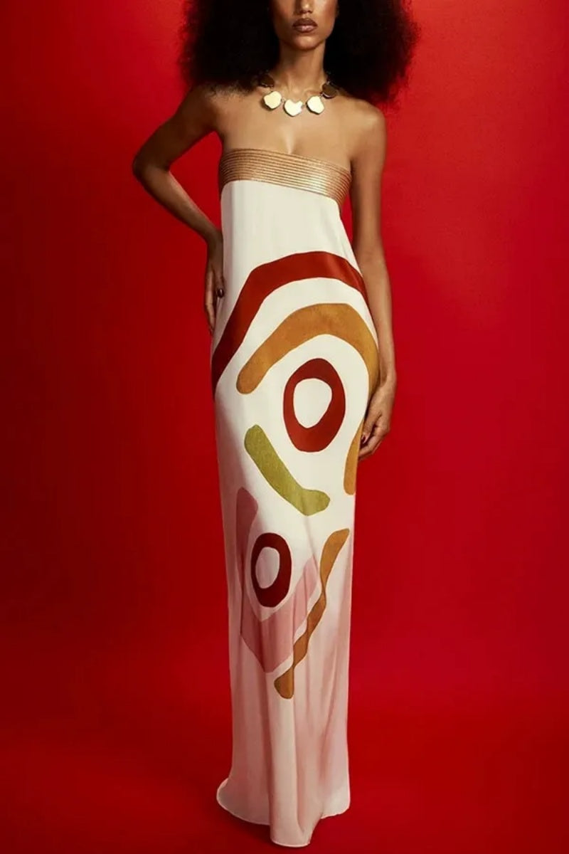 Unique Print Polka Dot Maxi Dress