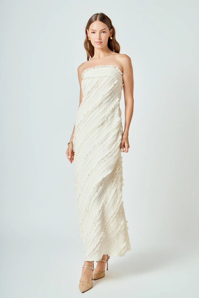 Strapless Ruffled Maxi Dress
