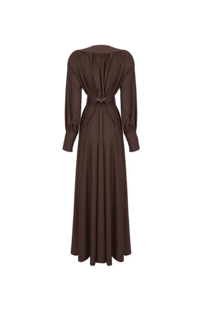 Plunge Long Sleeve Maxi Dress