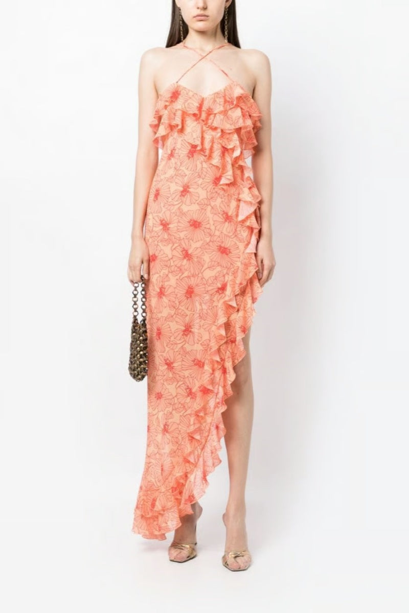 Tranquilla Ruffled Midi  Dress