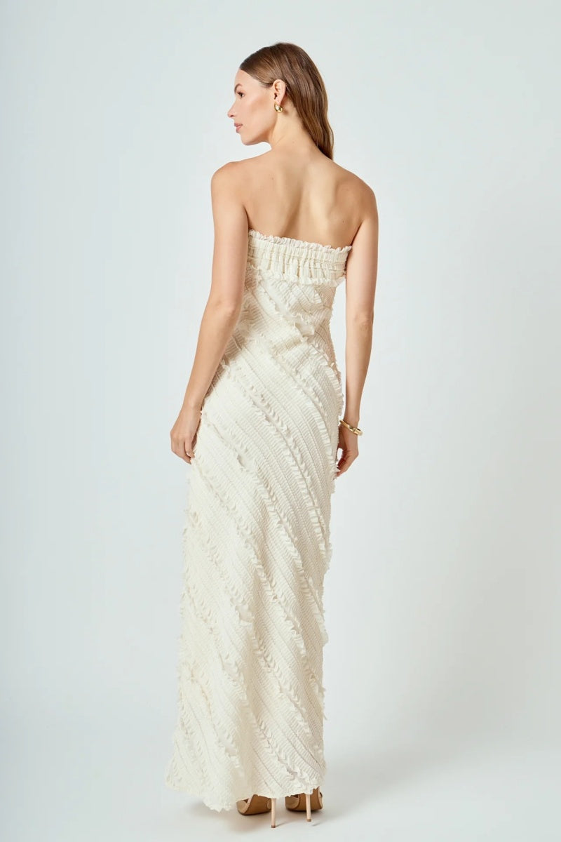 Strapless Ruffled Maxi Dress