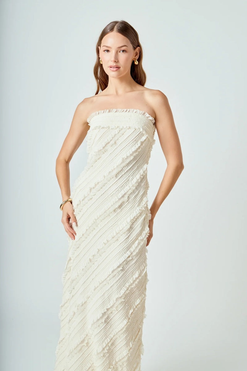 Strapless Ruffled Maxi Dress