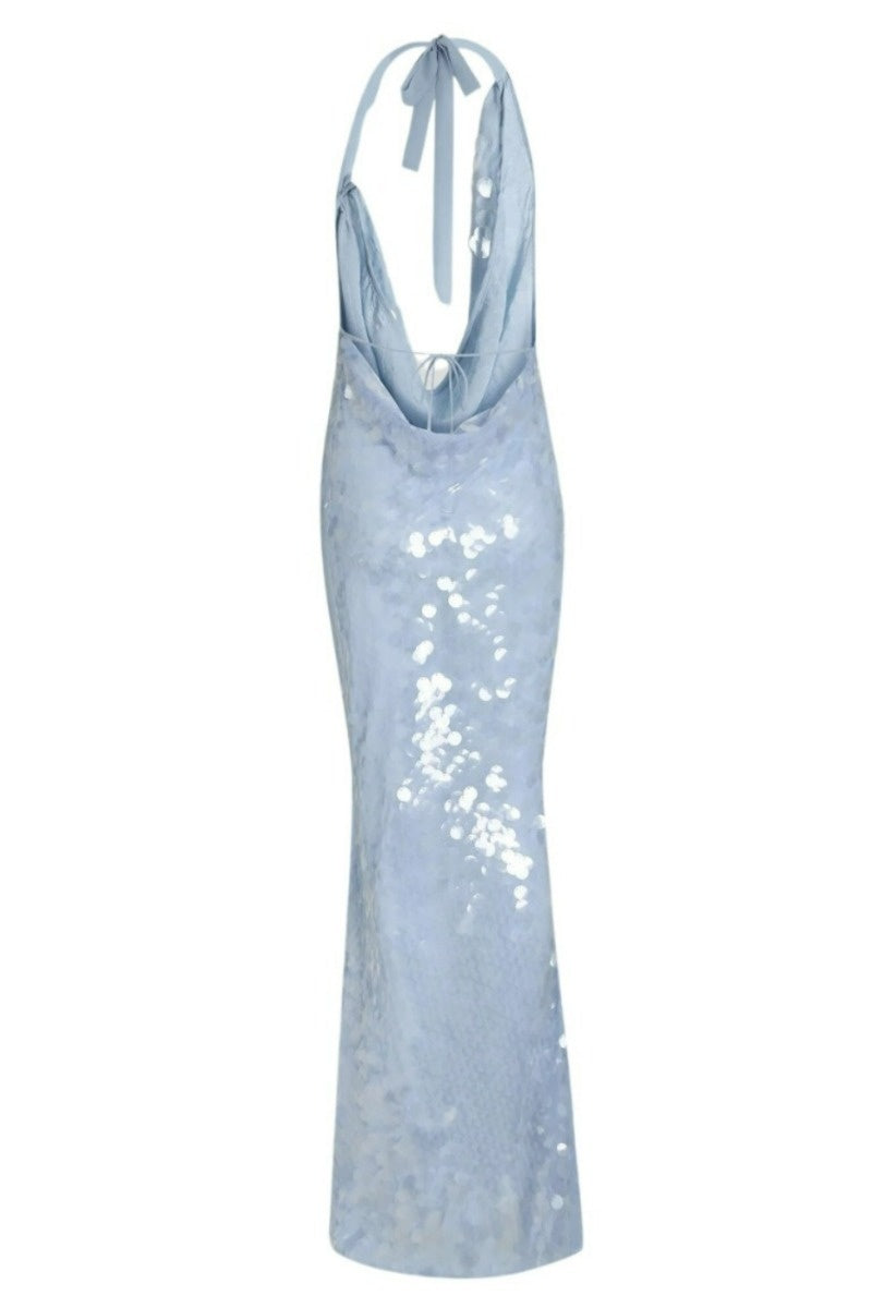 Sexy Halterneck Sequined Maxi Dress