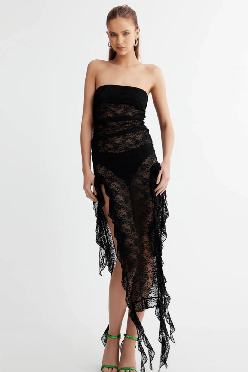 Black Lace Midi Dress